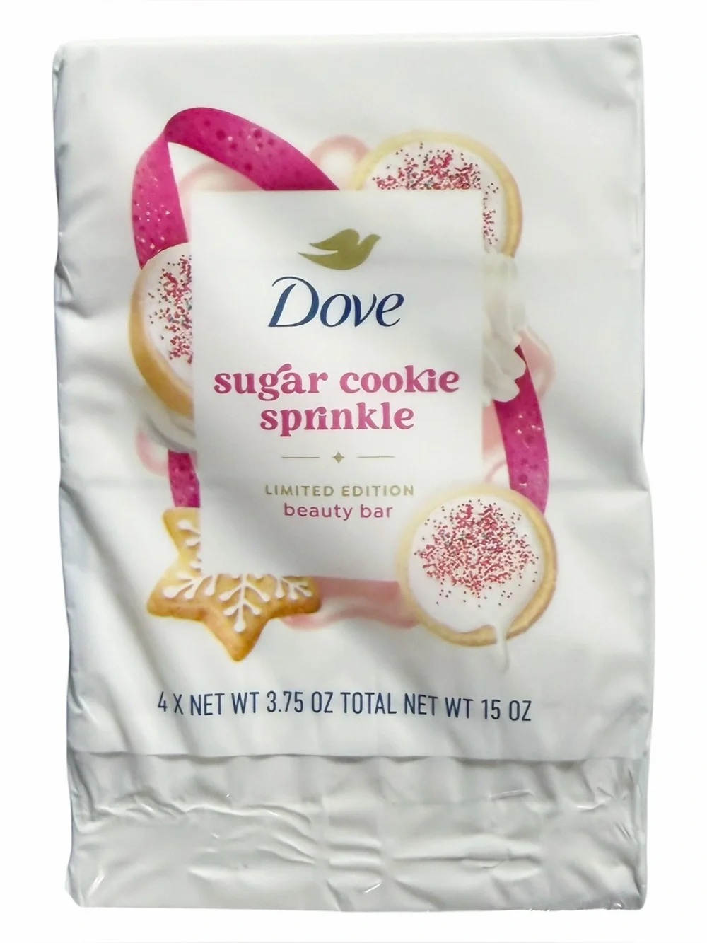 Dove SUGAR COOKIE SPRINKLE Limited Edition Beauty Bar Soap ~ 4 Bars New / Sealed